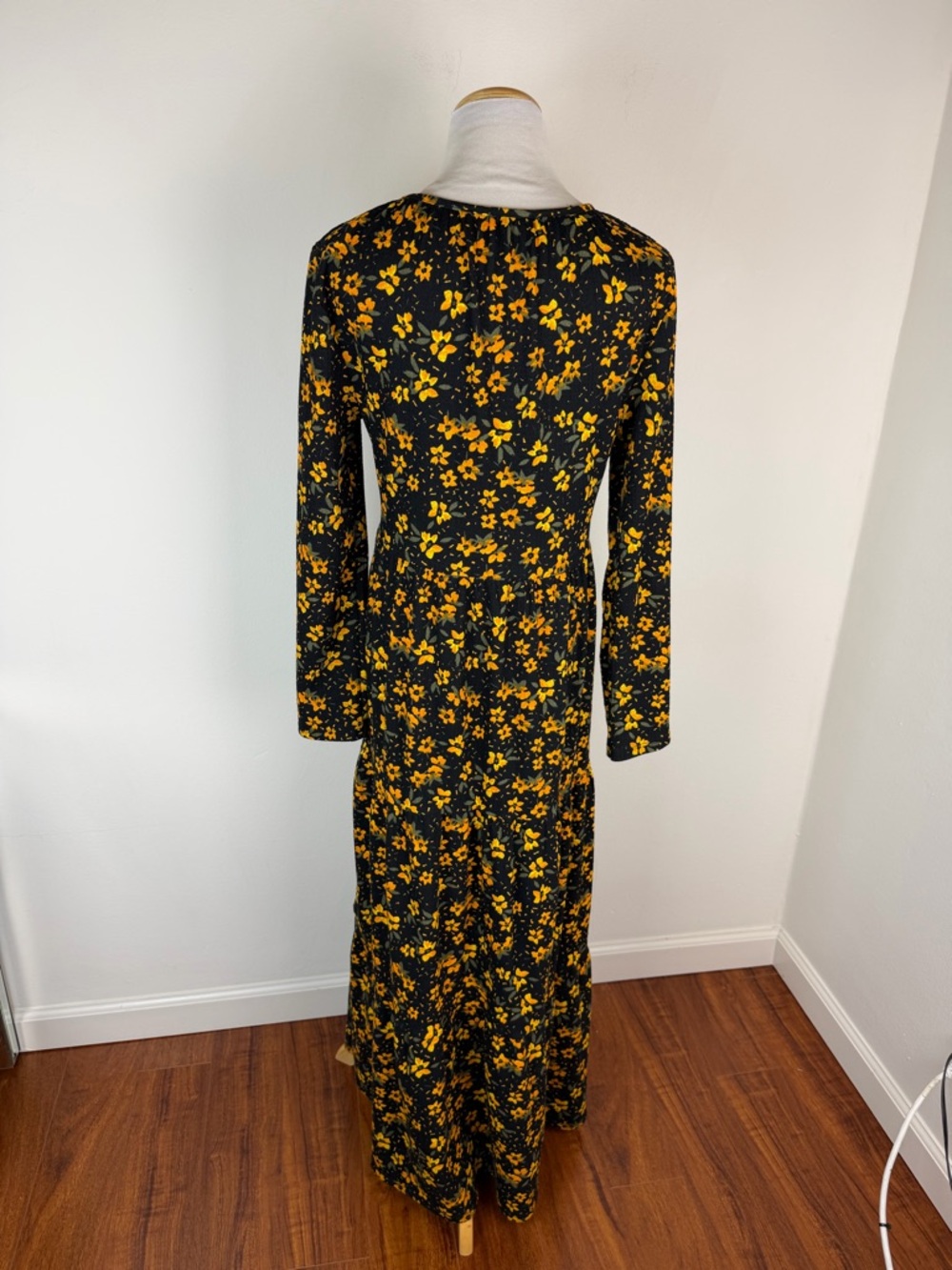 Free People Tiers Of Joy Midi Dress Floral Black Size M - Picture 5 of 7